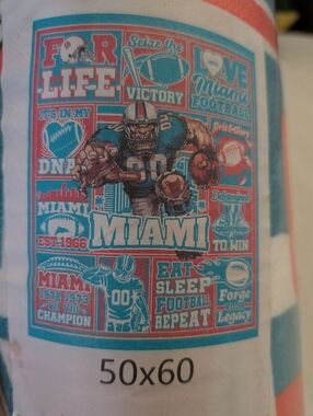 Miami Football Blanket 50x60  Fleece Blanket